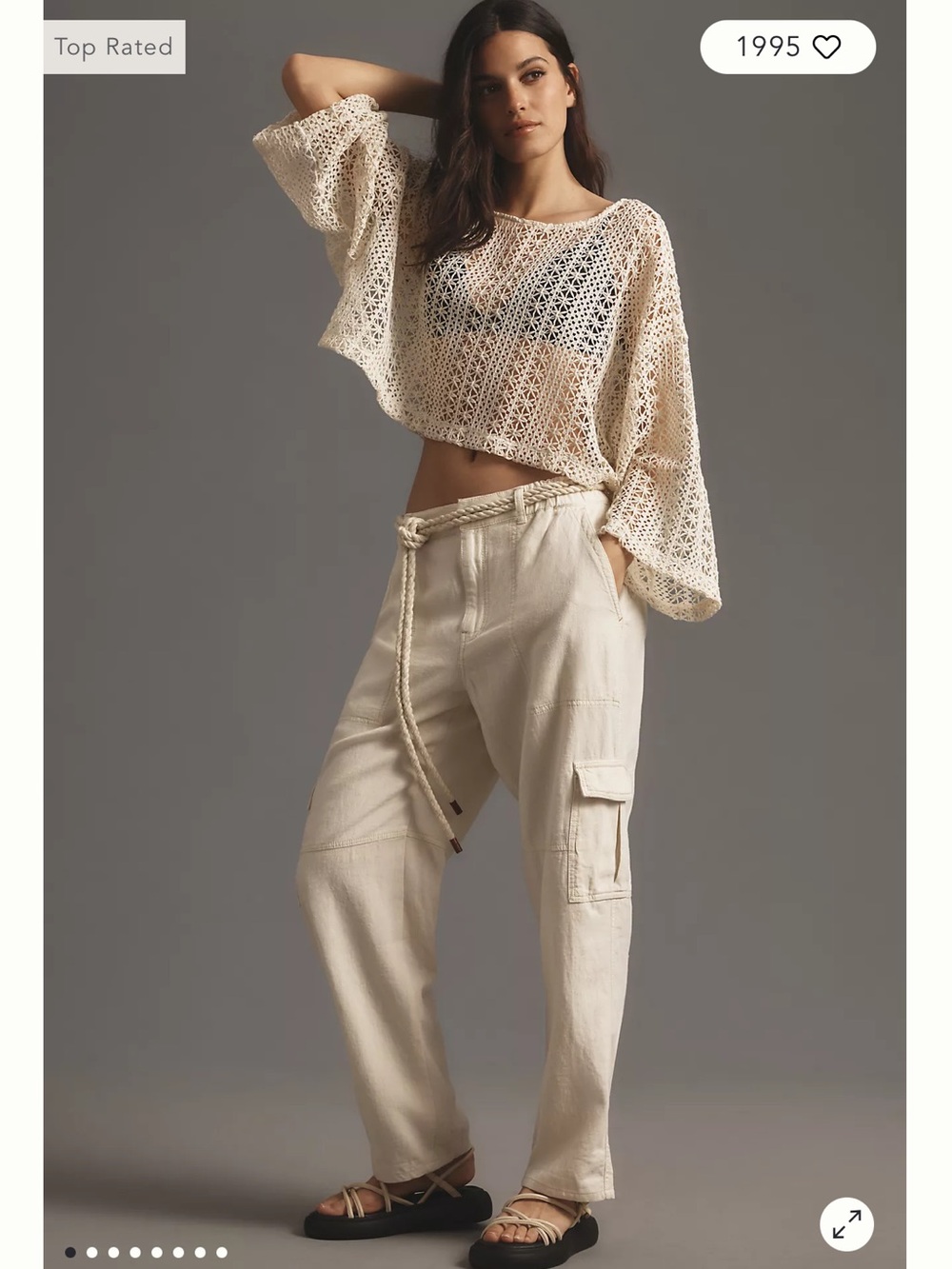 Anthropologie Cream Straight-Leg Cargo Pants